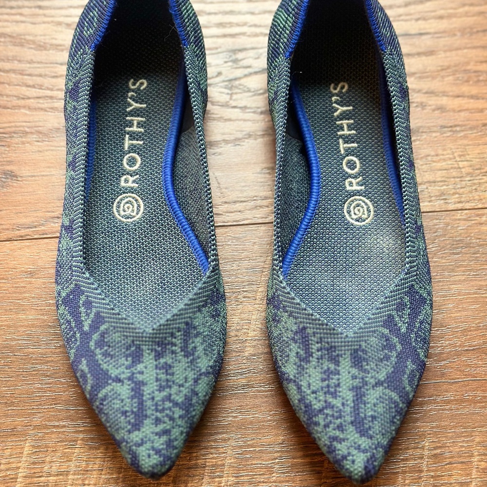 Rothy's The Point Blue/Green Snake Ballet Flats